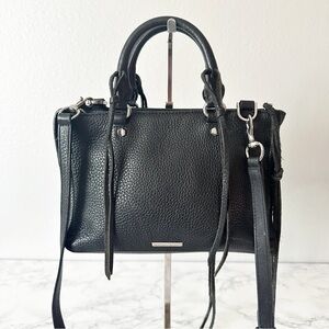 Rebecca Minkoff Vegan Black Leather Suede Tassels Satchel & Crossbody